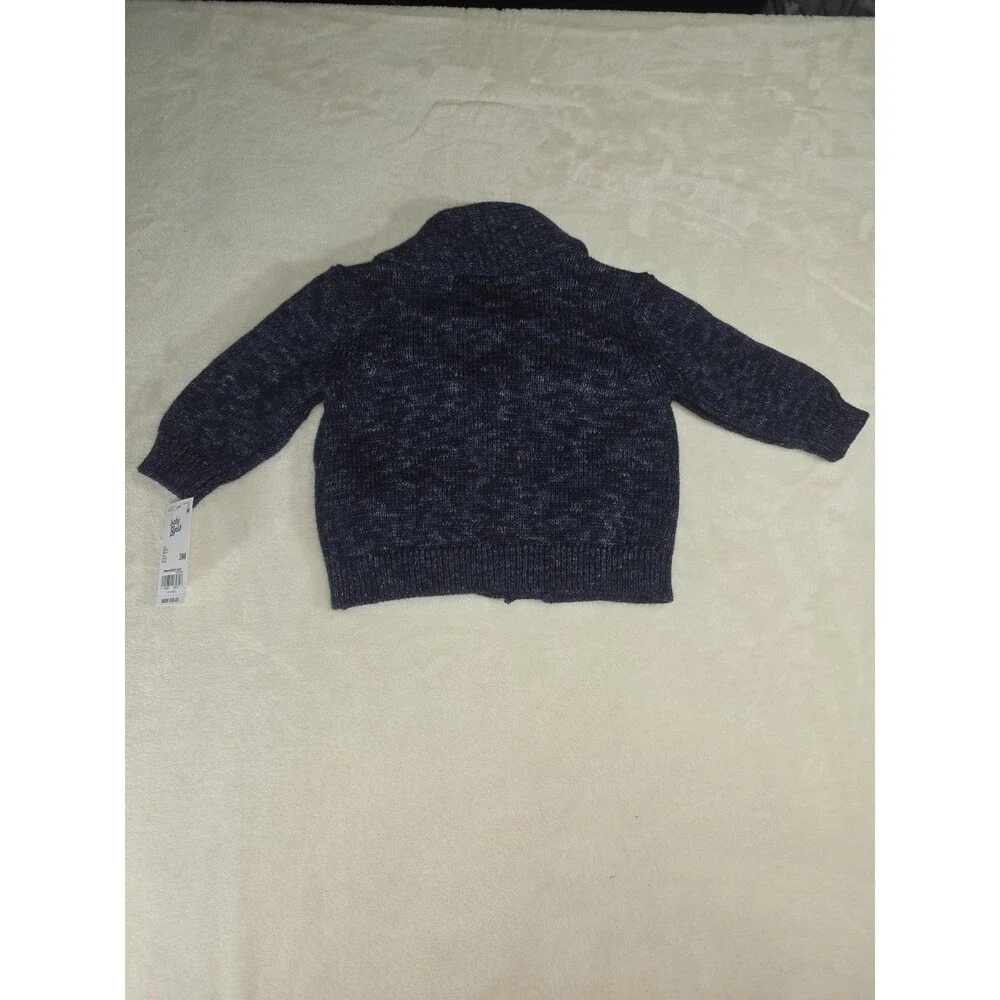 NWT Baby Bgosh OshKosh Shawl Collar Cardigan Sweater Navy Marled Knit Boys 3M